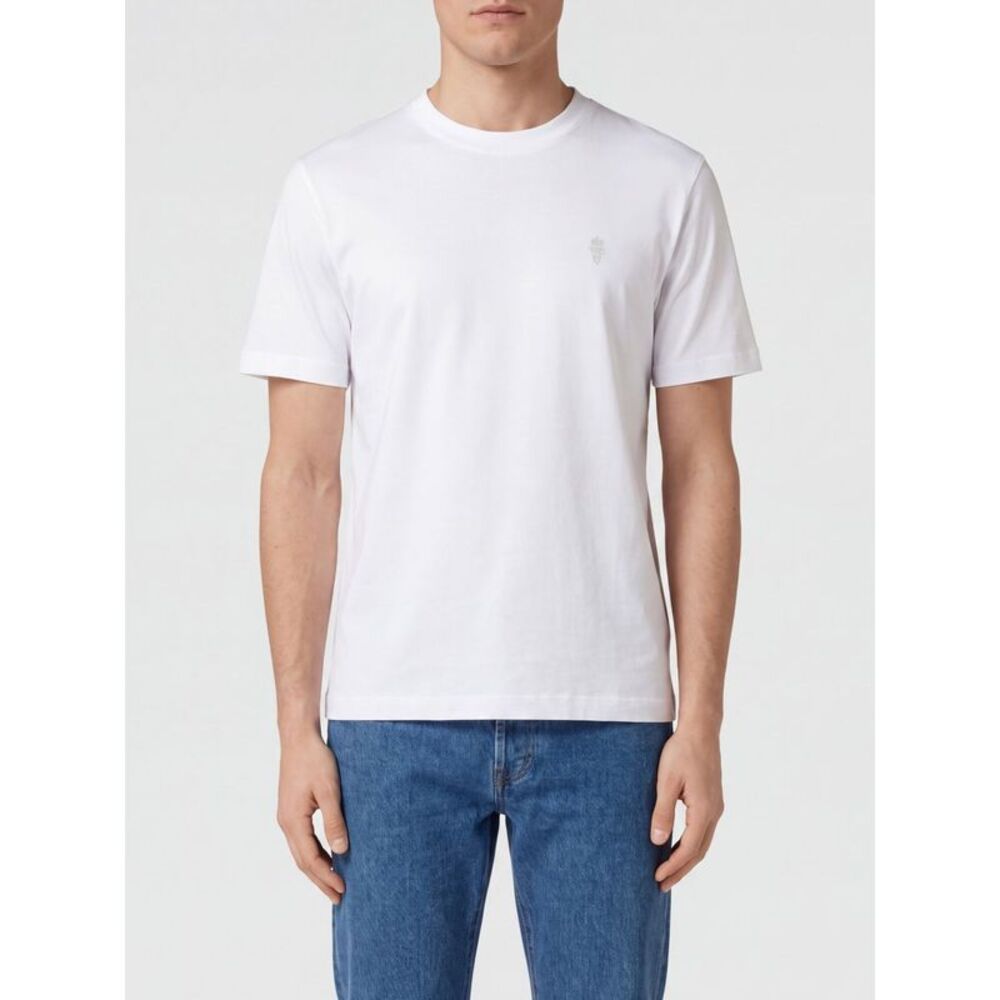 Eleventy Slim Fit Crewneck T-Shirt In Pure Cotton With Tone-On-Tone Logo